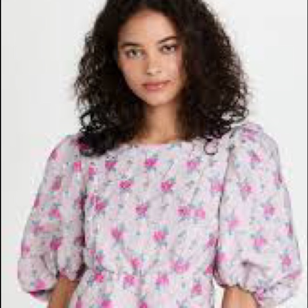 SIster Jane Floral Puffed Sleeve Summer Mini Ruffle Dress